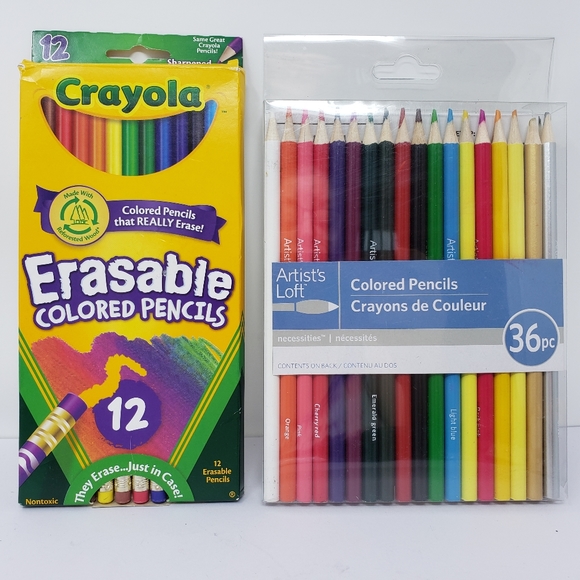 Artist's Loft Colored Pencils 36 PC Draw Design Art Color & Crayola Eraseable - Picture 1 of 16